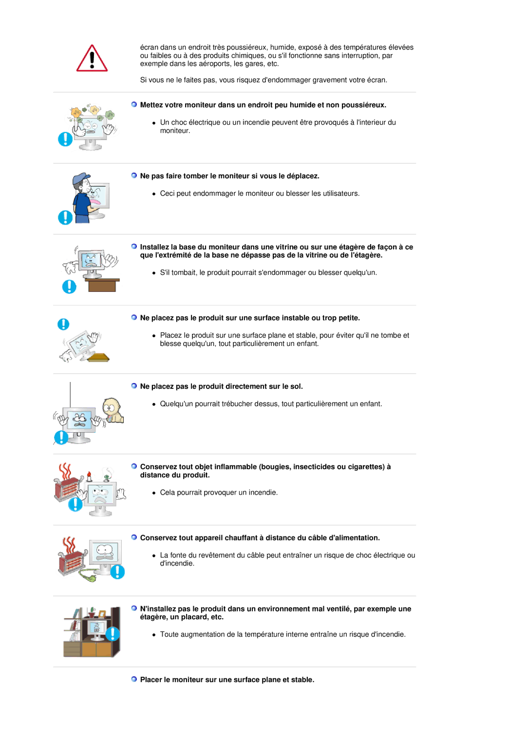 Samsung LS19DOCSSK/EDC manual Ne pas faire tomber le moniteur si vous le déplacez 