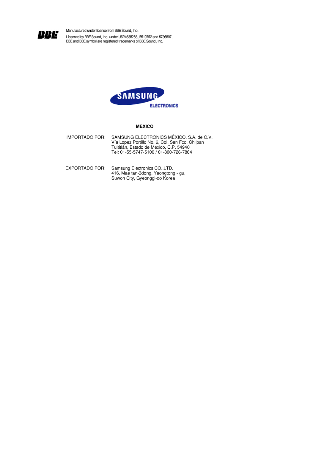 Samsung LS19DOCSSK/EDC manual México 