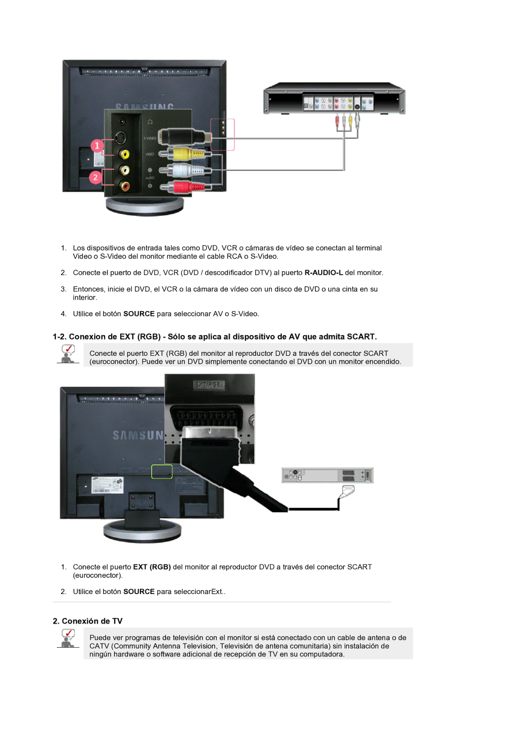 Samsung LS19DOCSSK/EDC manual Conexión de TV 