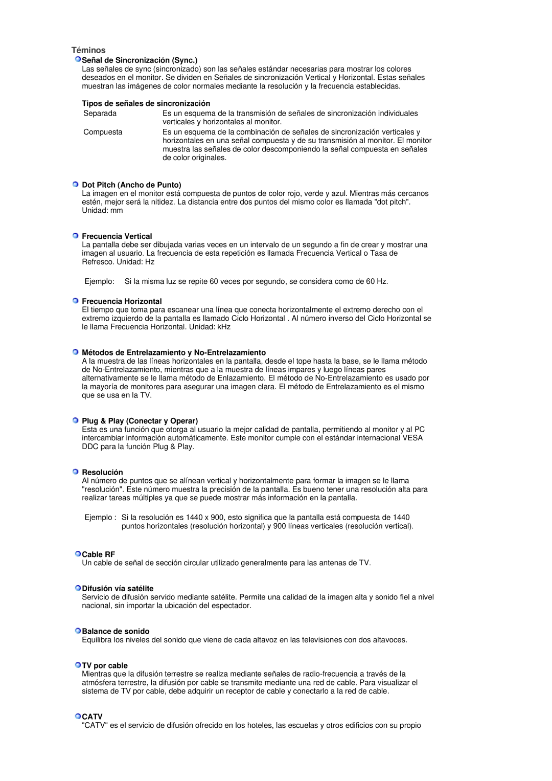 Samsung LS19DOCSSK/EDC manual Téminos, Catv 