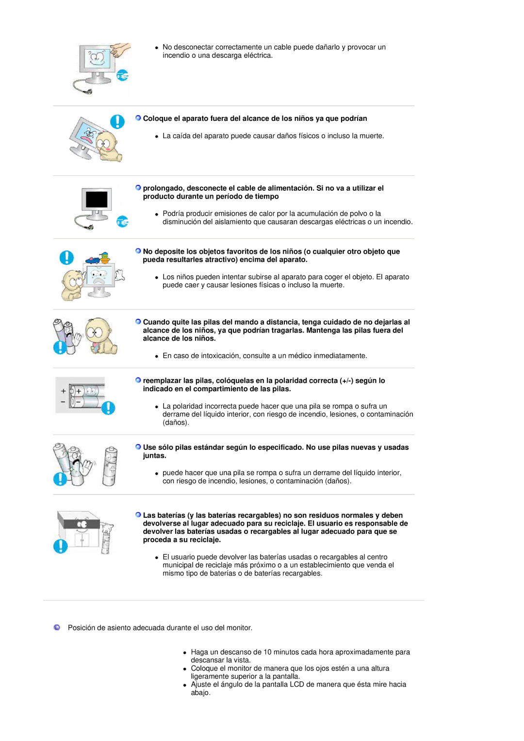 Samsung LS19DOCSSK/EDC manual En caso de intoxicación, consulte a un médico inmediatamente 