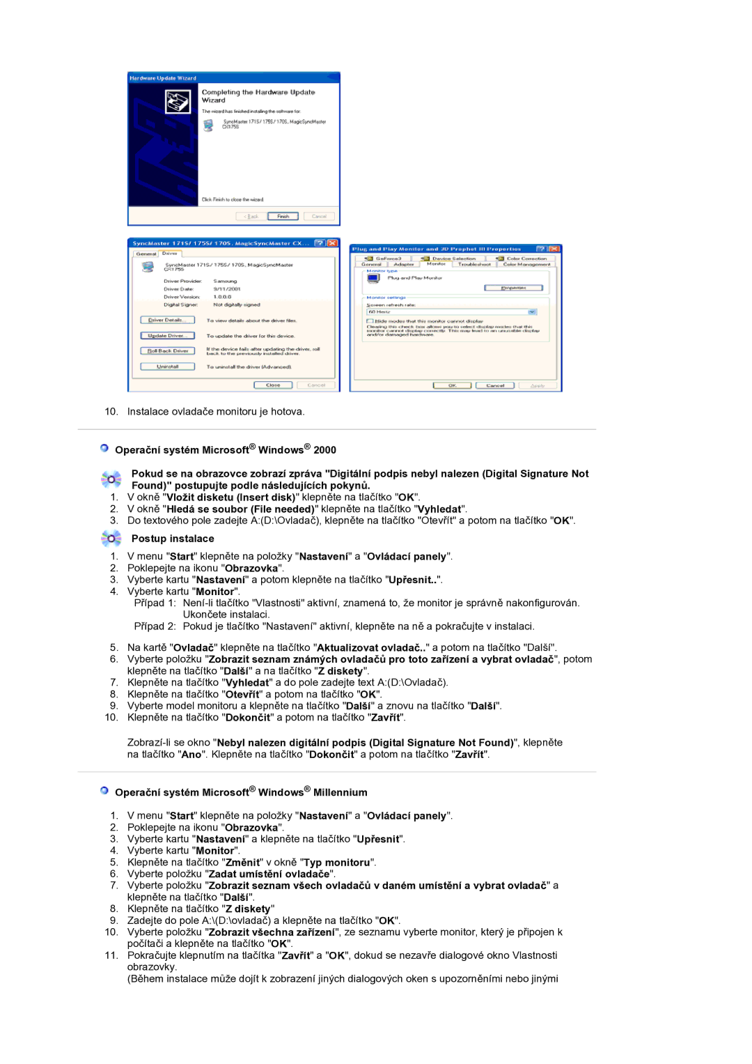 Samsung LS19DOCSSK/EDC manual Postup instalace 