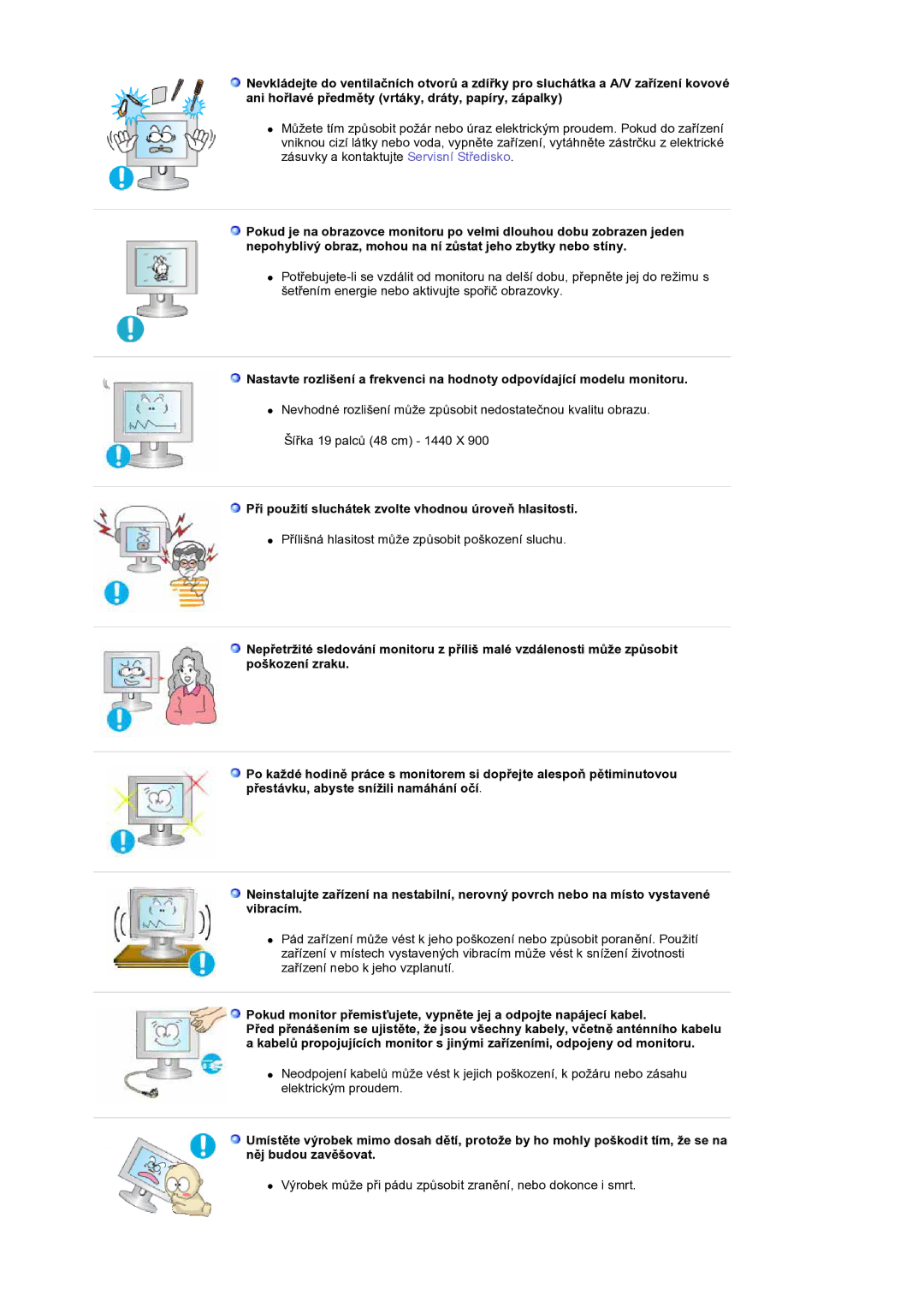 Samsung LS19DOCSSK/EDC manual Při použití sluchátek zvolte vhodnou úroveň hlasitosti 