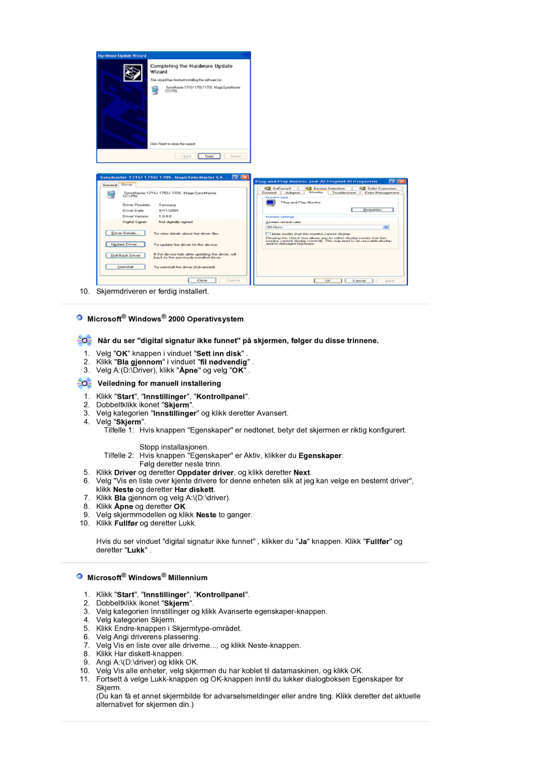 Samsung LS19DOCSSK/EDC manual Klikk Bla gjennom i vinduet fil nødvendig 