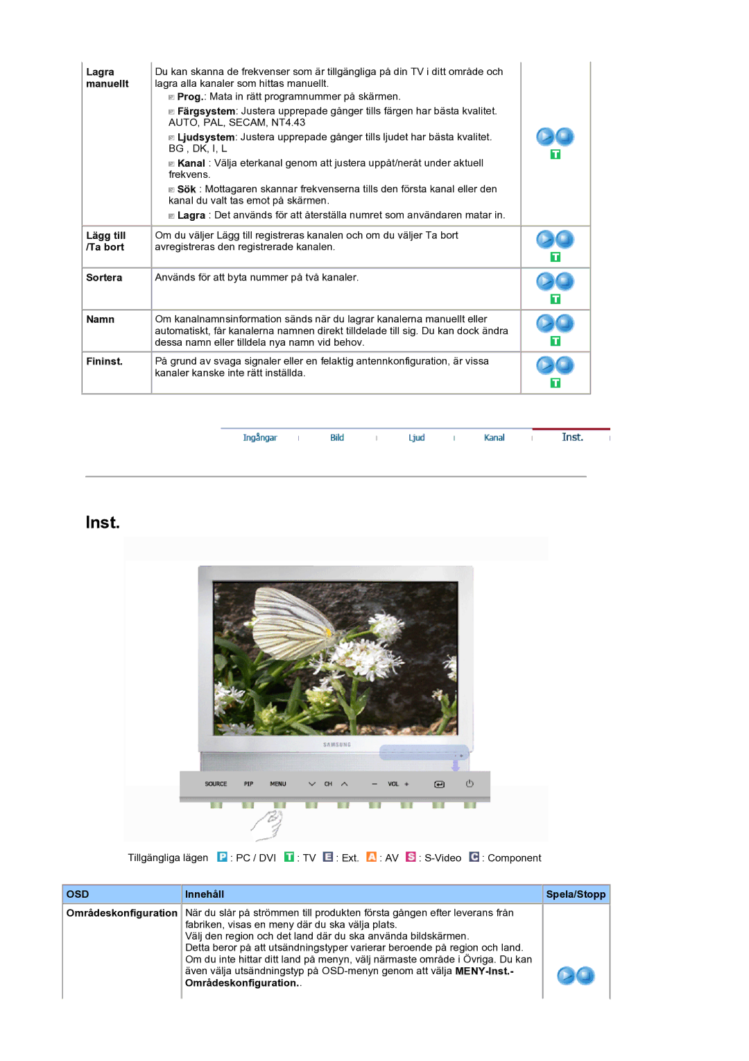 Samsung LS19DOCSSK/EDC manual Lagra, Manuellt, Lägg till, Ta bort, Sortera, Namn, Fininst 