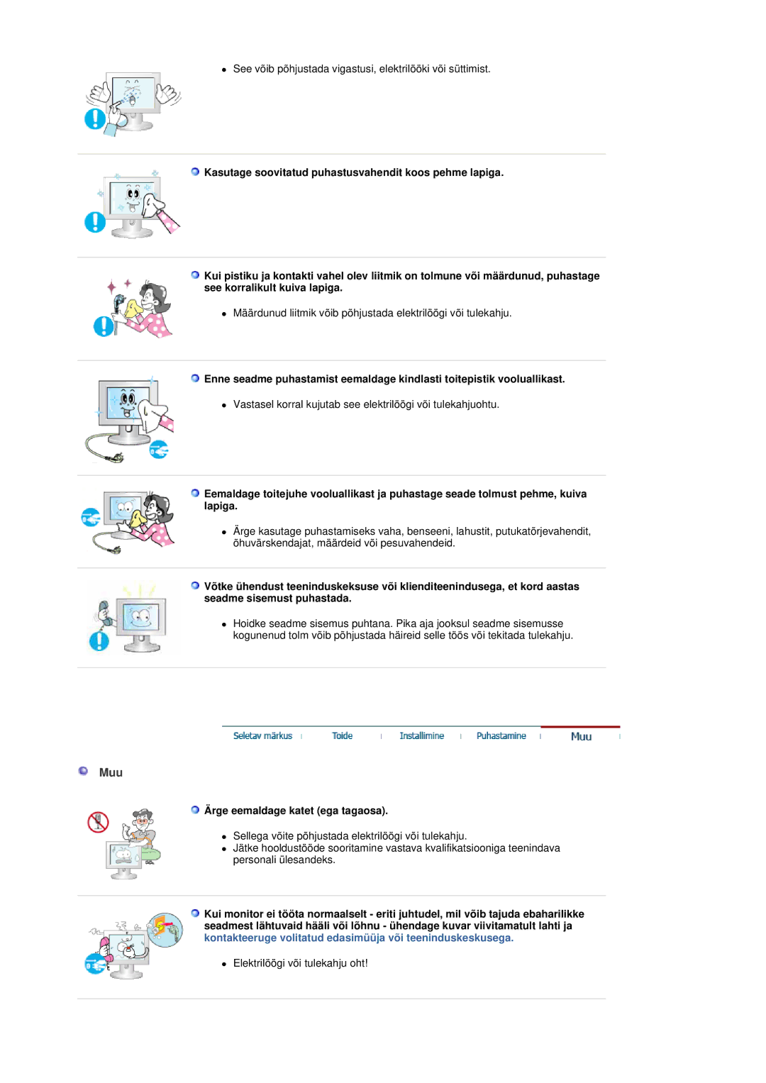 Samsung LS19DOCSSK/EDC manual Muu, Ärge eemaldage katet ega tagaosa 