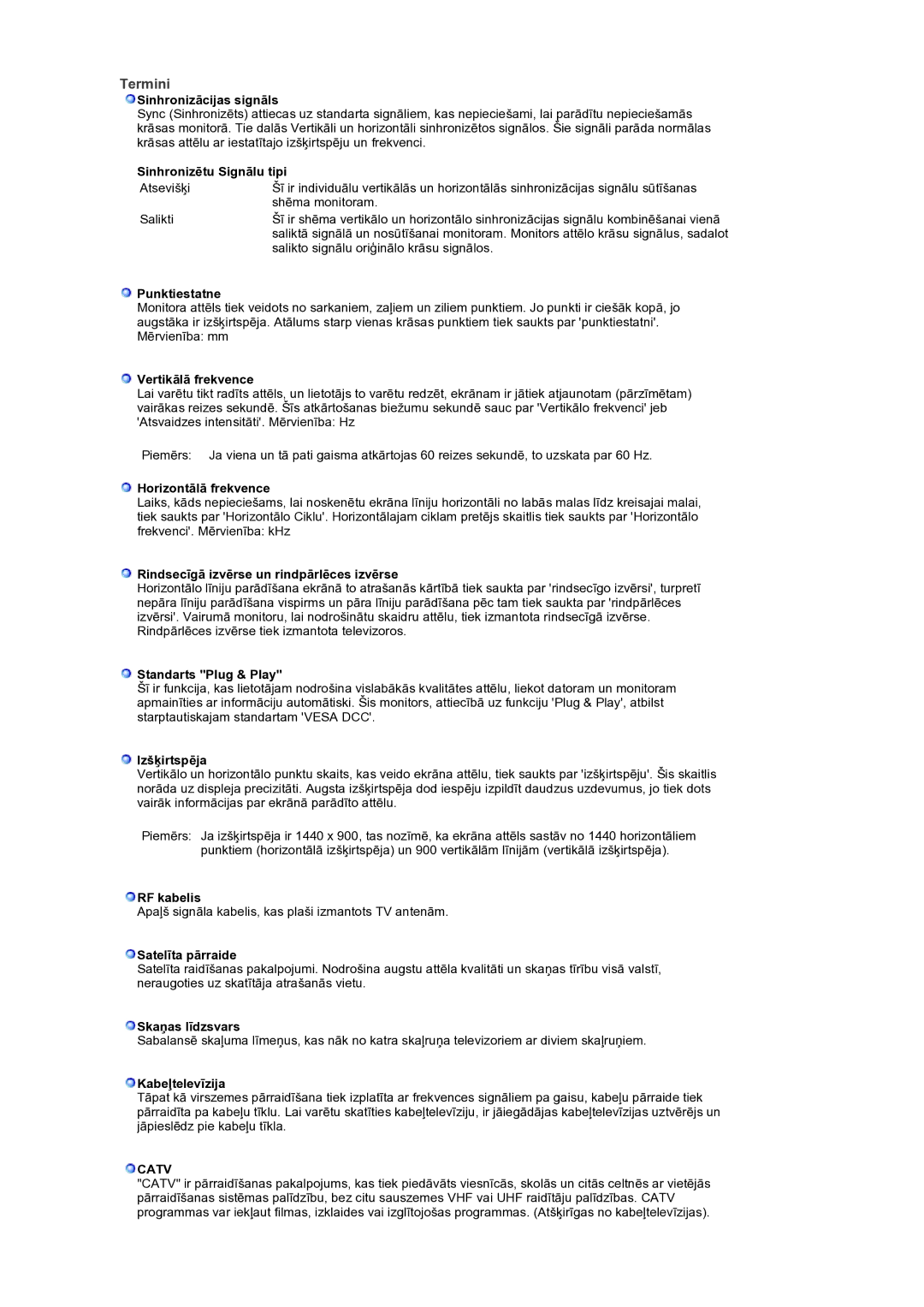 Samsung LS19DOCSSK/EDC manual Termini, Catv 