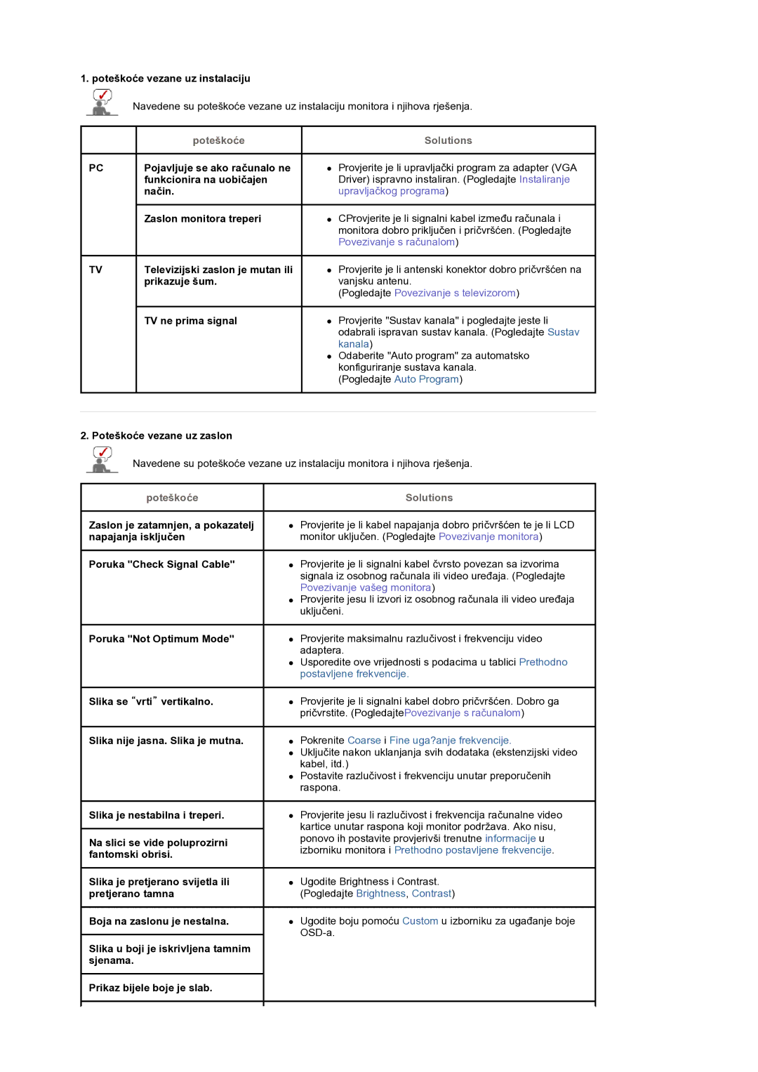 Samsung LS19DOCSSK/EDC manual Poteškoüe, Solutions 