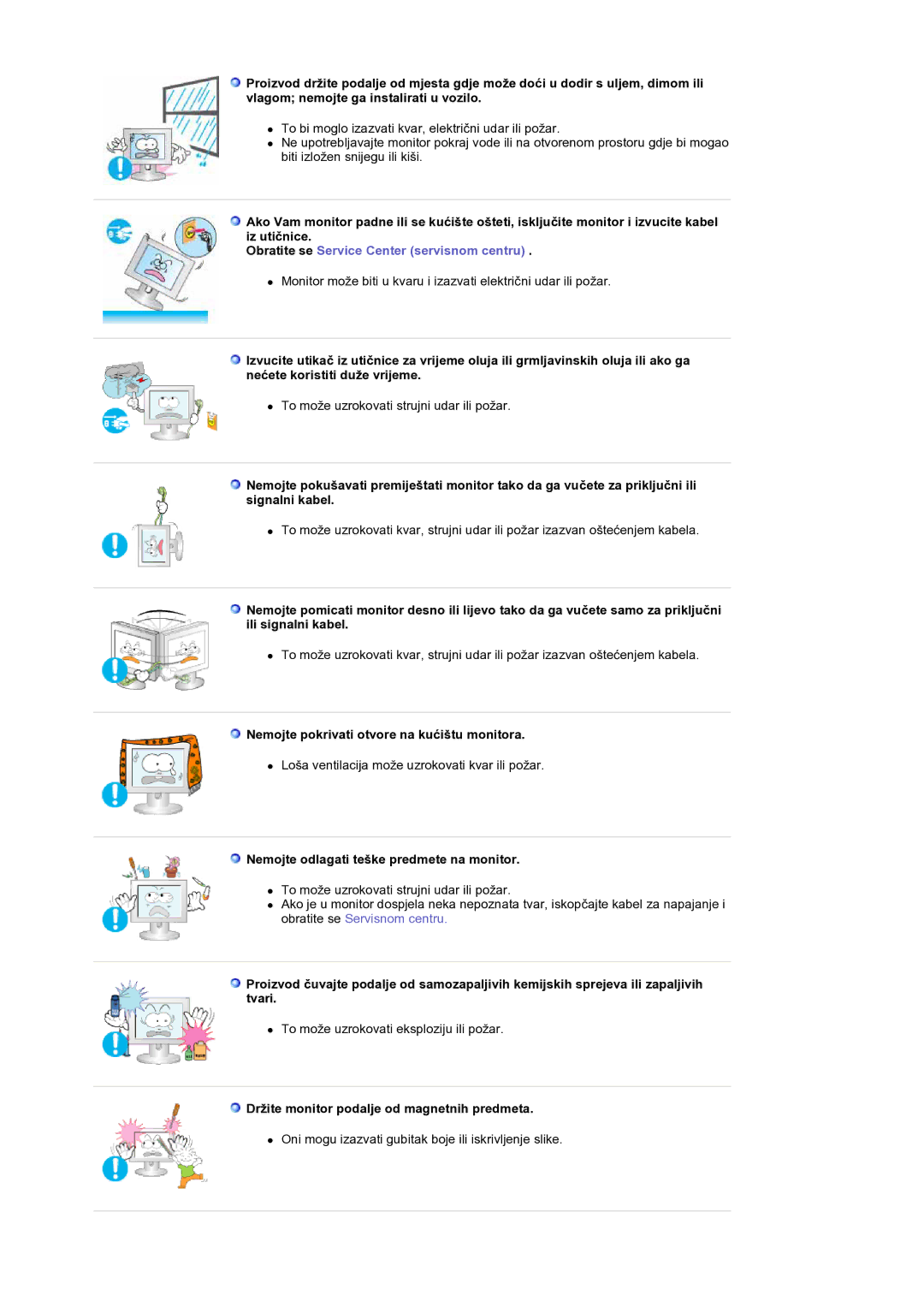 Samsung LS19DOCSSK/EDC manual Nemojte pokrivati otvore na kućištu monitora, Nemojte odlagati teške predmete na monitor 