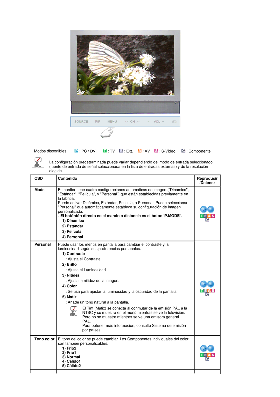 Samsung LS19DOVSS/EDC manual Frío2 Frío1 Normal Cálido1 Cálido2 