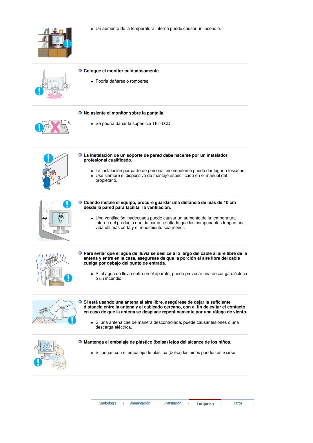 Samsung LS19DOVSS/EDC manual Coloque el monitor cuidadosamente, No asiente el monitor sobre la pantalla 