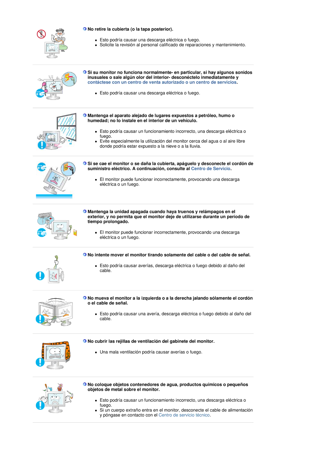 Samsung LS19DOVSS/EDC manual No retire la cubierta o la tapa posterior 