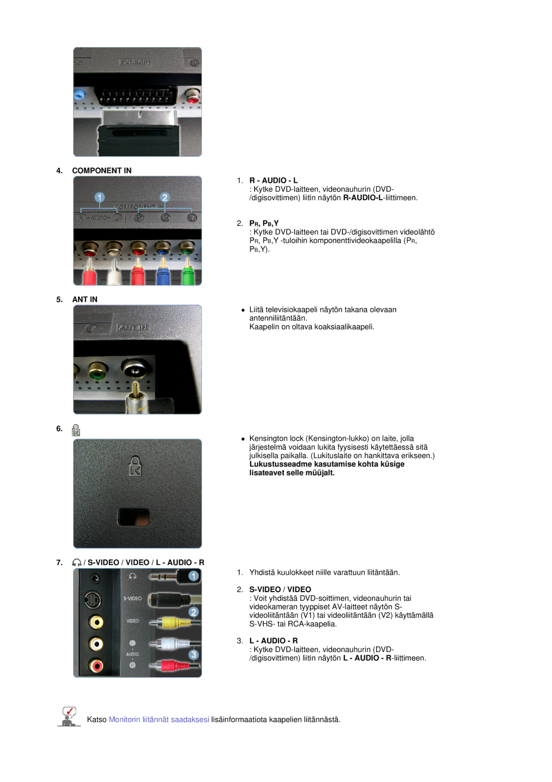 Samsung LS19DOVSS/EDC manual Component, Ant, Video / Video 