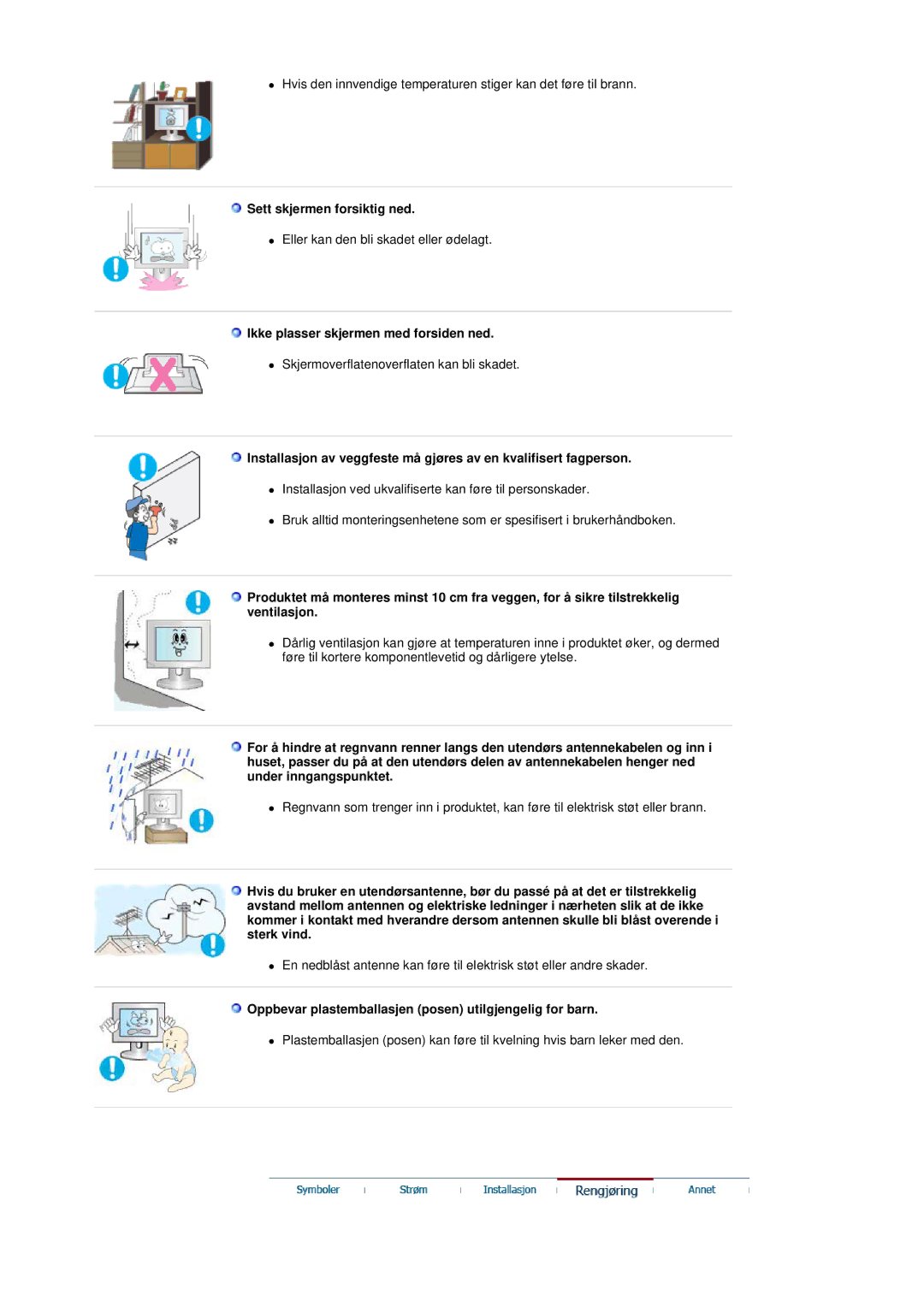 Samsung LS19DOVSS/EDC manual Sett skjermen forsiktig ned, Ikke plasser skjermen med forsiden ned 