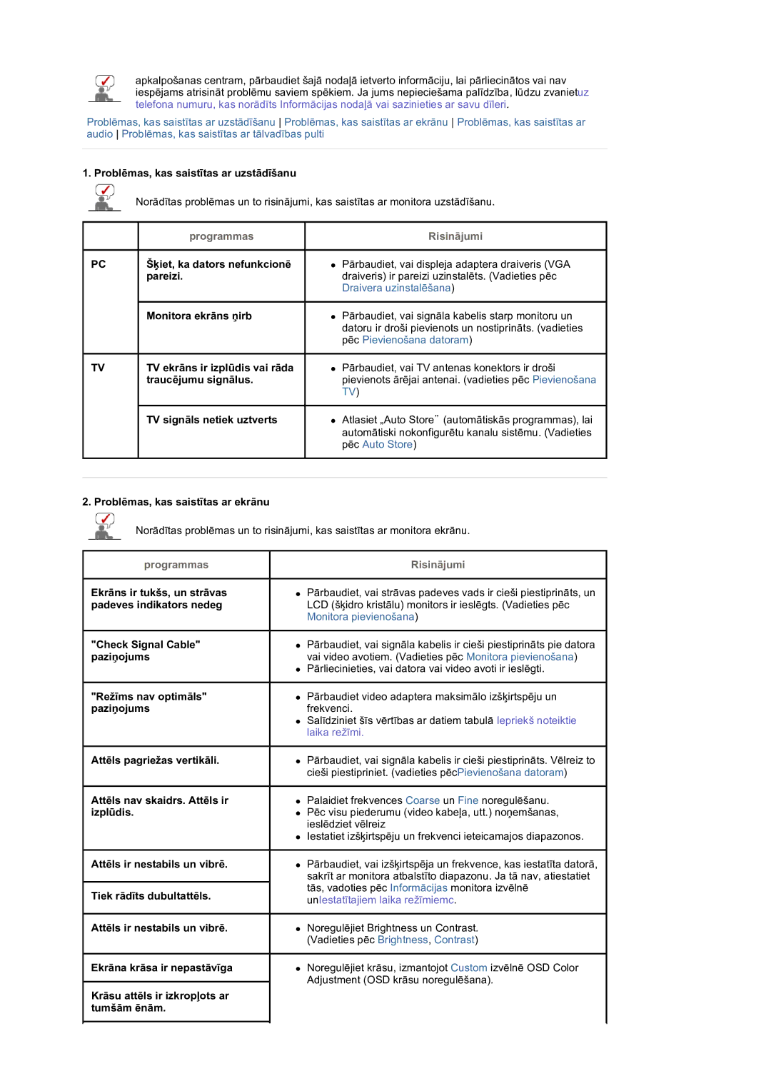 Samsung LS19DOVSS/EDC manual Programmas Risinājumi 