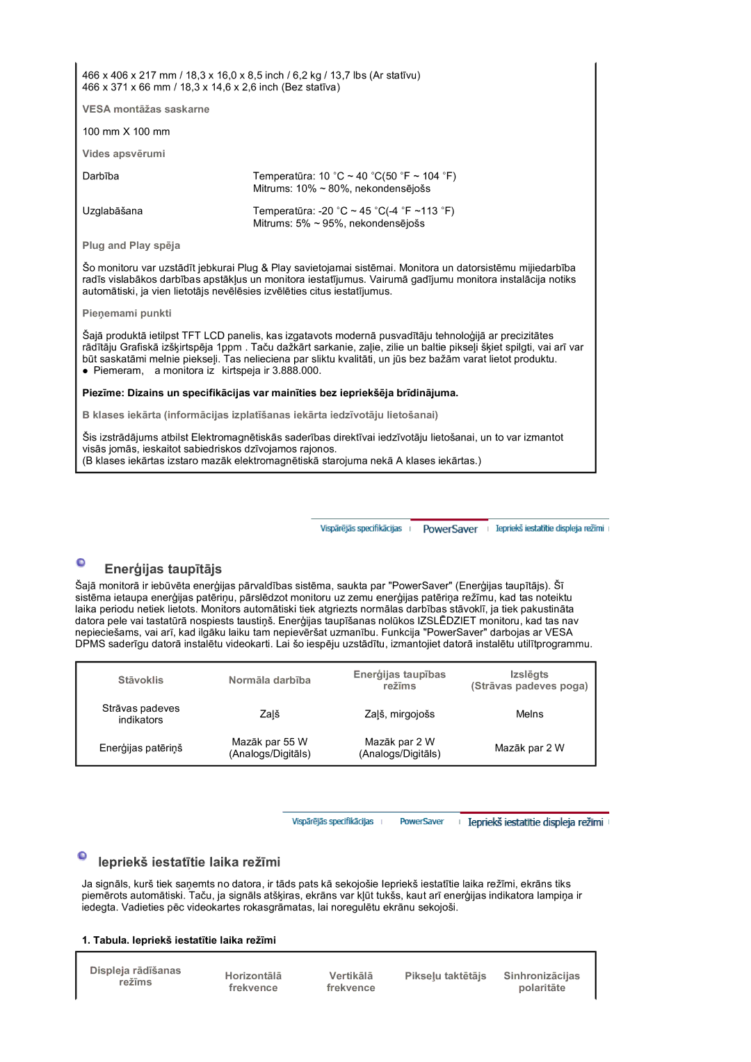 Samsung LS19DOVSS/EDC manual Enerģijas taupītājs 