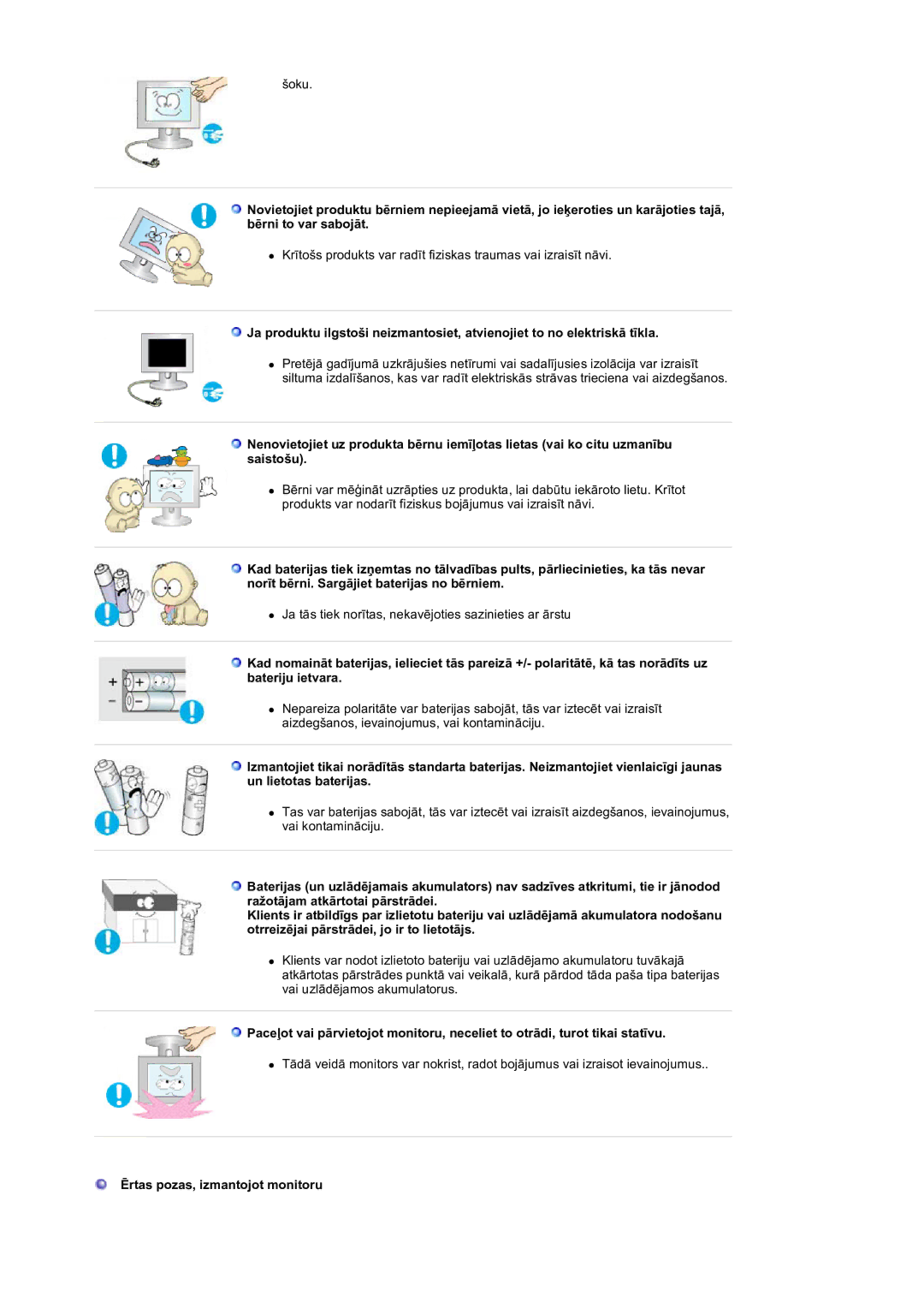 Samsung LS19DOVSS/EDC manual Ērtas pozas, izmantojot monitoru 