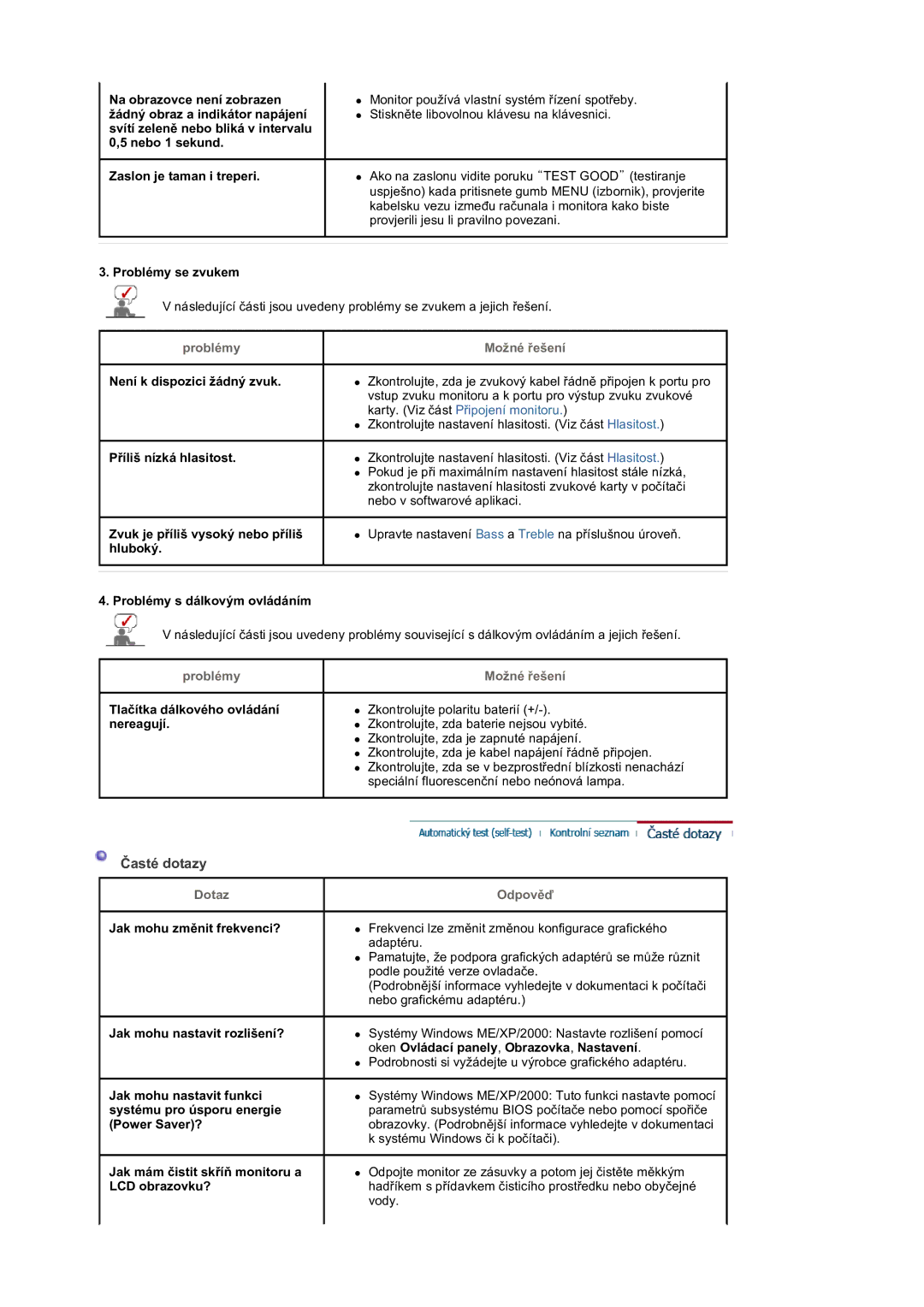 Samsung LS19DOVSS/EDC, LS19DOVSSK/EDC manual Časté dotazy, Dotaz, Odpověď 