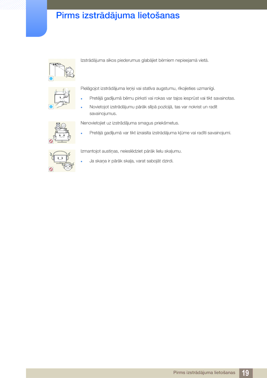 Samsung LS22E45KMSV/EN, LS19E45KBW/EN, LS27E45KBS/EN, LS22E45UDWG/EN, LS22E45KBSV/EN, LS22E45KBWV/EN manual Savainojumus 