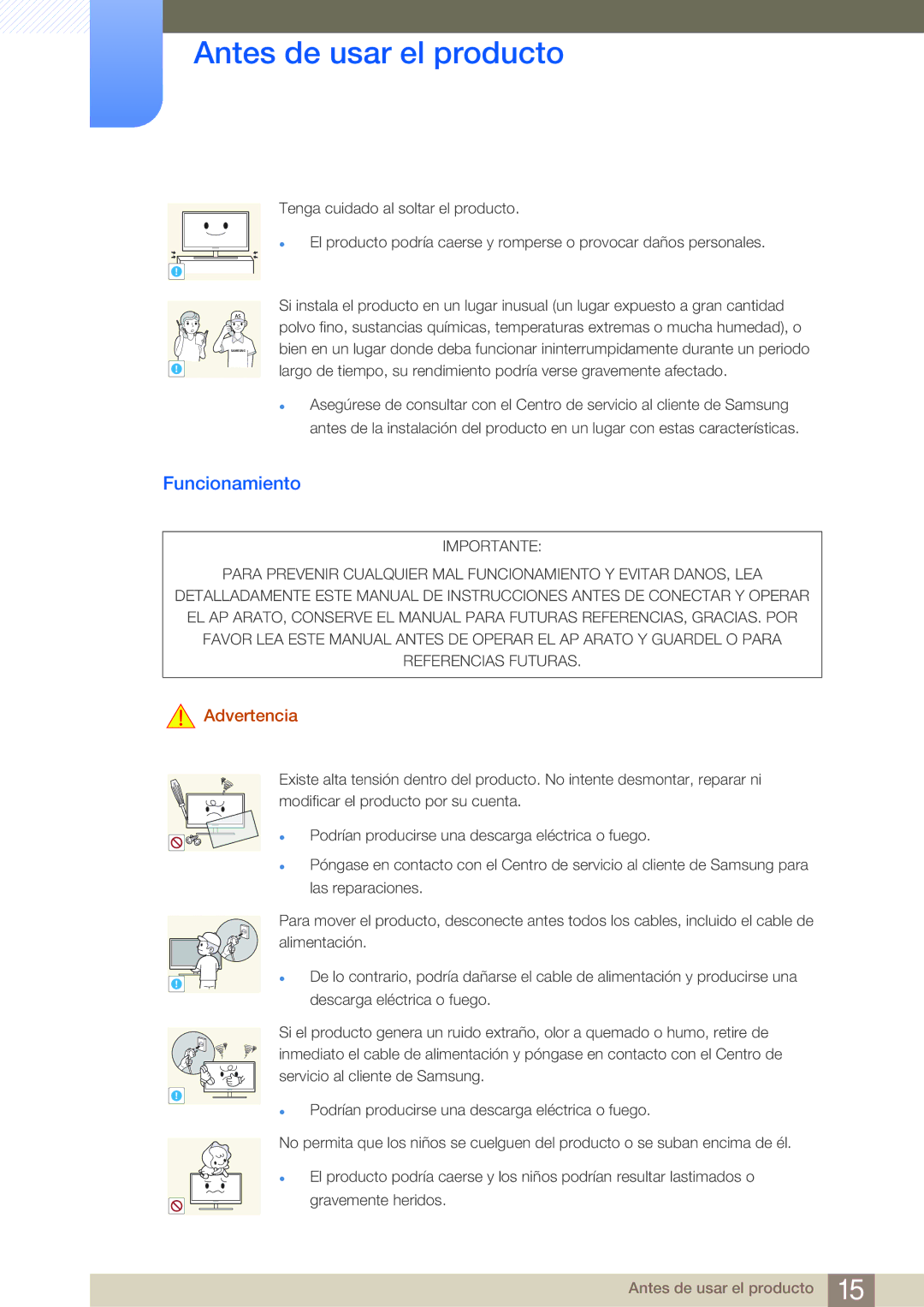 Samsung LS22E45KBWV/EN, LS19E45KMW/EN, LS19E45KBW/EN, LS27E45KBS/EN, LS22E45KMSV/EN, LS24E45UFS/EN manual Funcionamiento 