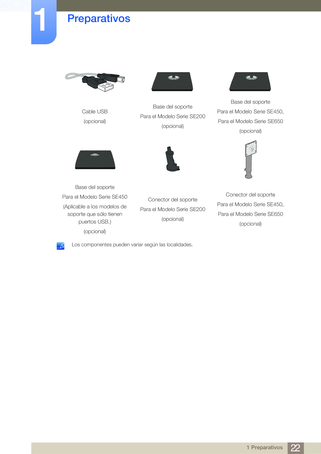 Samsung LS19E45KMW/EN, LS19E45KBW/EN, LS27E45KBS/EN, LS22E45KMSV/EN, LS22E45KBWV/EN, LS24E45UFS/EN manual Conector del soporte 