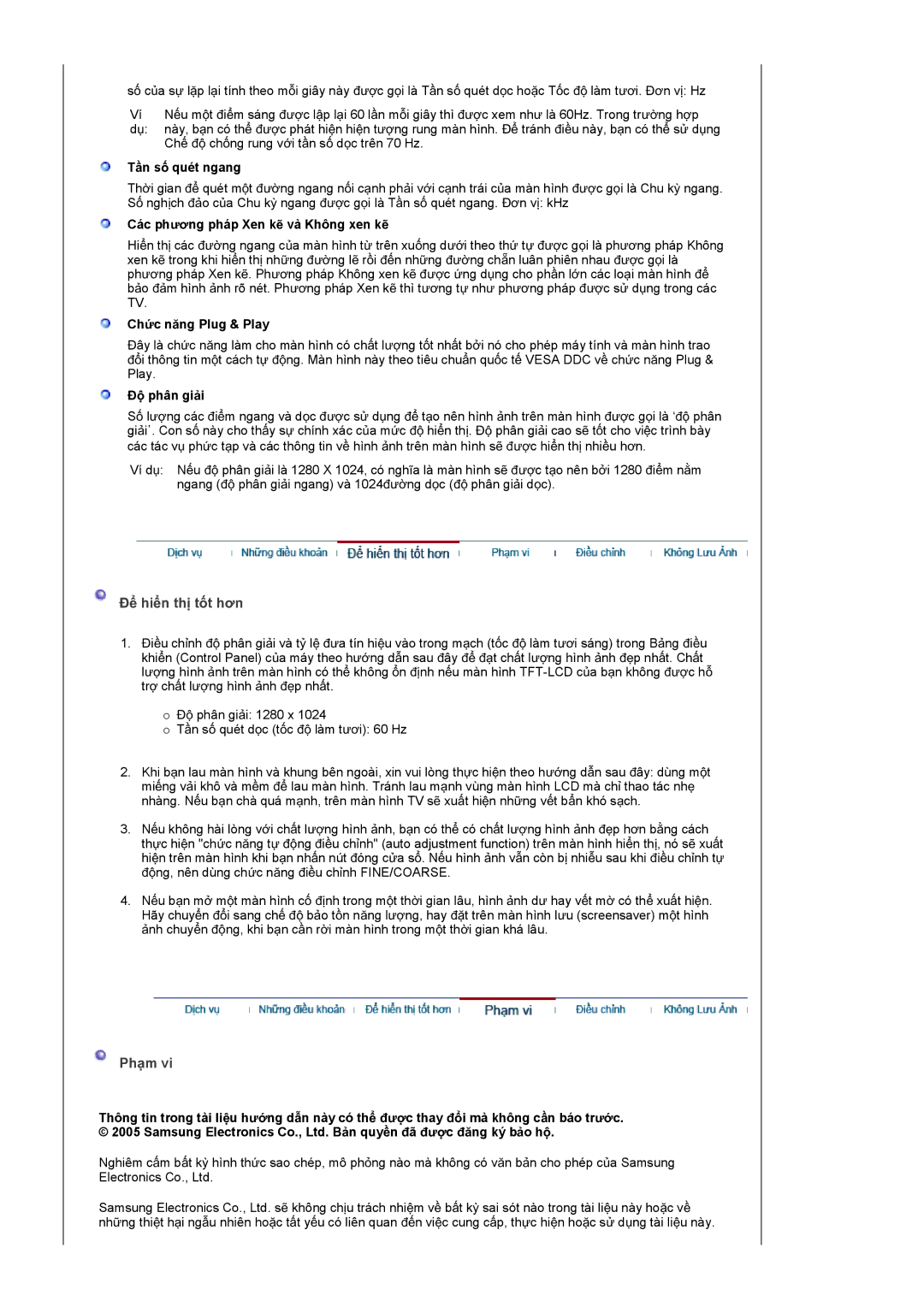 Samsung LS19GSESS/VNT manual ĈӇ hiӇn thӏ tӕt hѫn, Phҥm 