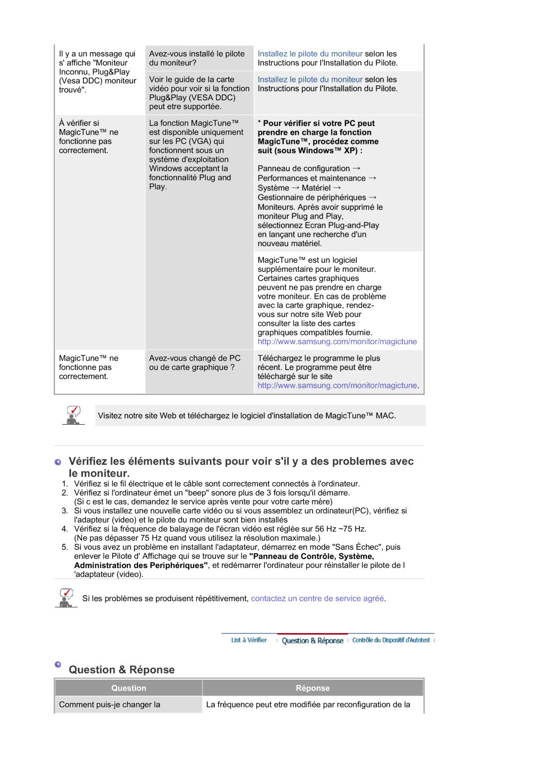 Samsung LS17HAAKS/EDC manual Pour vérifier si votre PC peut, Prendre en charge la fonction, MagicTune, procédez comme 