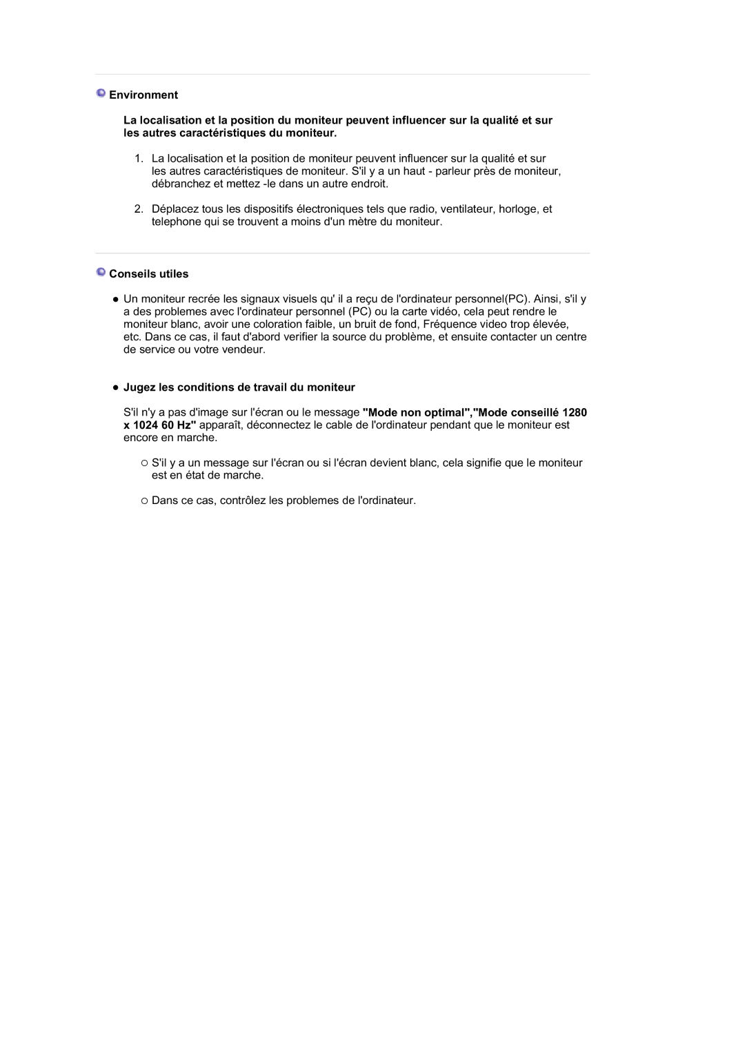 Samsung LS17HATTSQ/EDC, LS19HABTBV/EDC, LS19HATESH/EDC, LS19HALKSB/EDC, LS17HATESQ/EDC, LS17HAHESQ/EDC manual Conseils utiles 