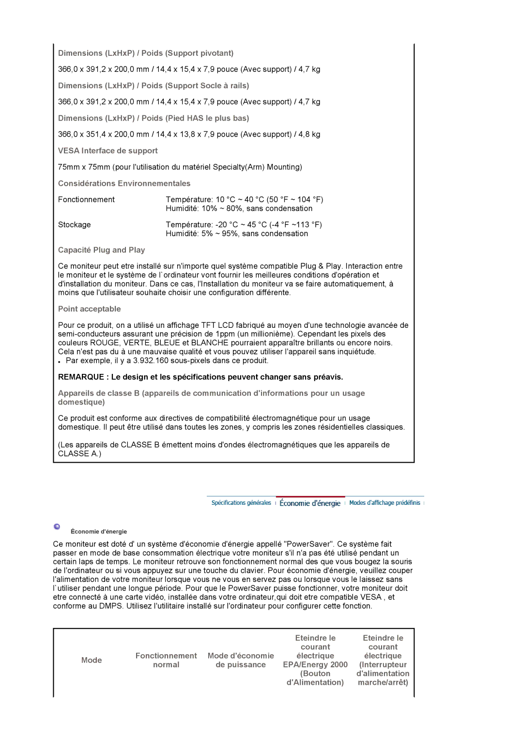 Samsung LS17HALEBB/EDC, LS19HABTBV/EDC, LS19HATESH/EDC, LS19HALKSB/EDC manual Dimensions LxHxP / Poids Support pivotant 