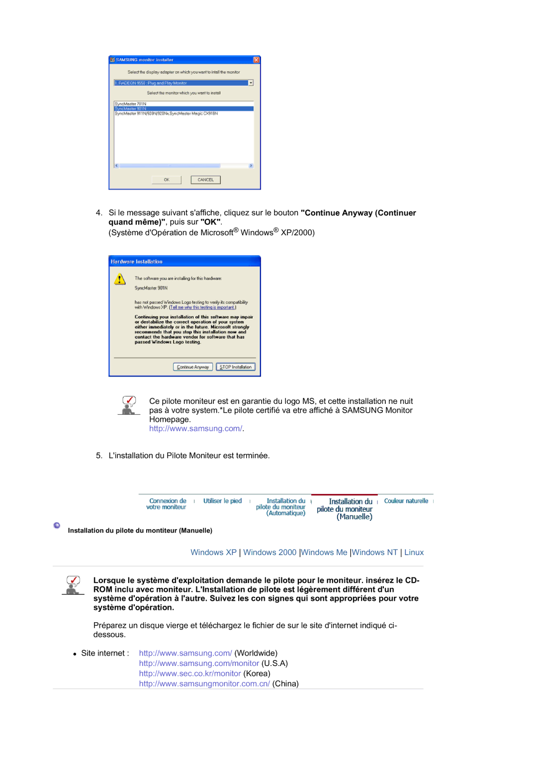 Samsung LS17HAAES/EDC, LS19HABTBV/EDC, LS19HATESH/EDC, LS19HALKSB/EDC Windows XP Windows 2000 Windows Me Windows NT Linux 