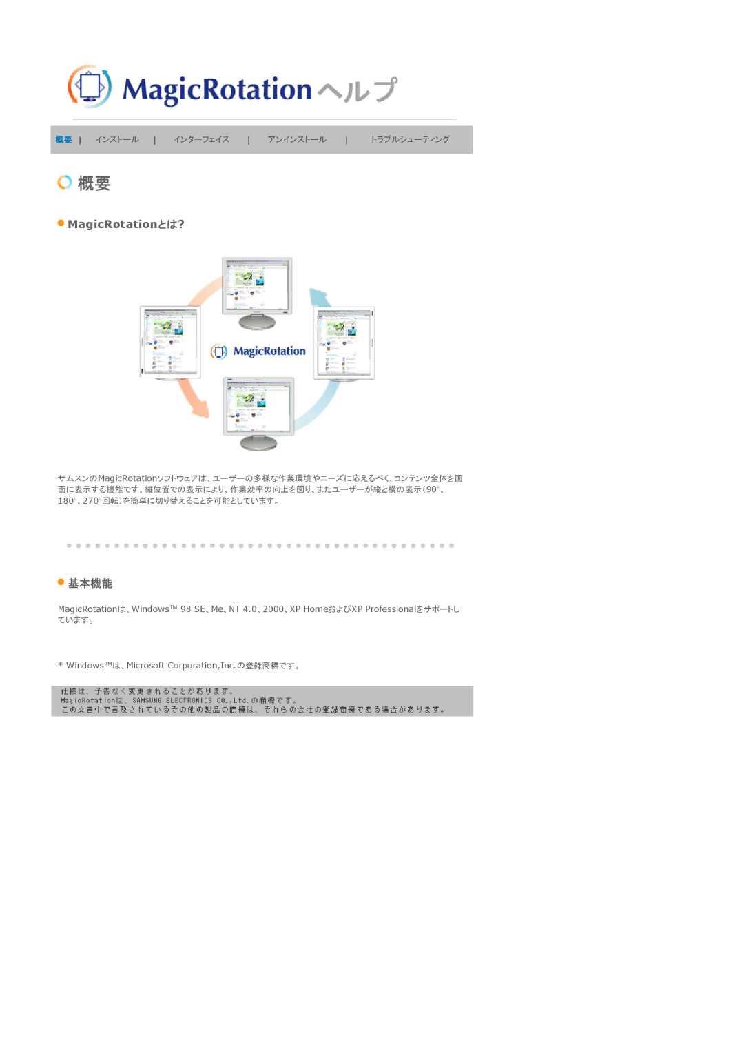 Samsung LS15HAAKN/XSJ, LS19HABTBV/XSJ, LS19HAAKN/XSJ, LS19HAAKB/XSJ, LS19HABTB1/XSJ, LS17HALTN/XSJ manual MagicRotationとは? 