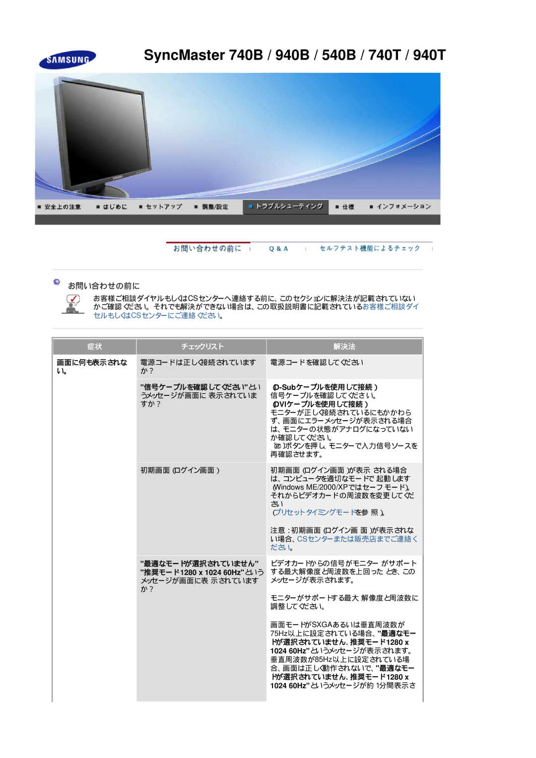 Samsung LS17HALTB/XSJ, LS19HABTBV/XSJ manual 画面に何も表示されな, （ D-Subケーブルを使用して接続）, （ Dviケーブルを使用して接続）, ドが選択されていません. 推奨モード 1280 