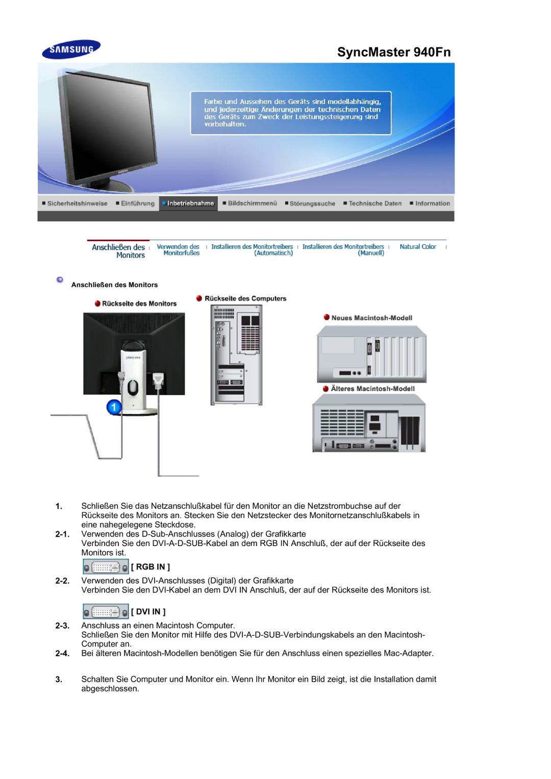 Samsung LS15HABTS/EDC, LS19HABTS7/EDC, LS17HABTS7/EDC, MJ19BSTBV/EDC, LS19HABTBV/EDC, LS19HATESH/EDC manual SyncMaster 940Fn 