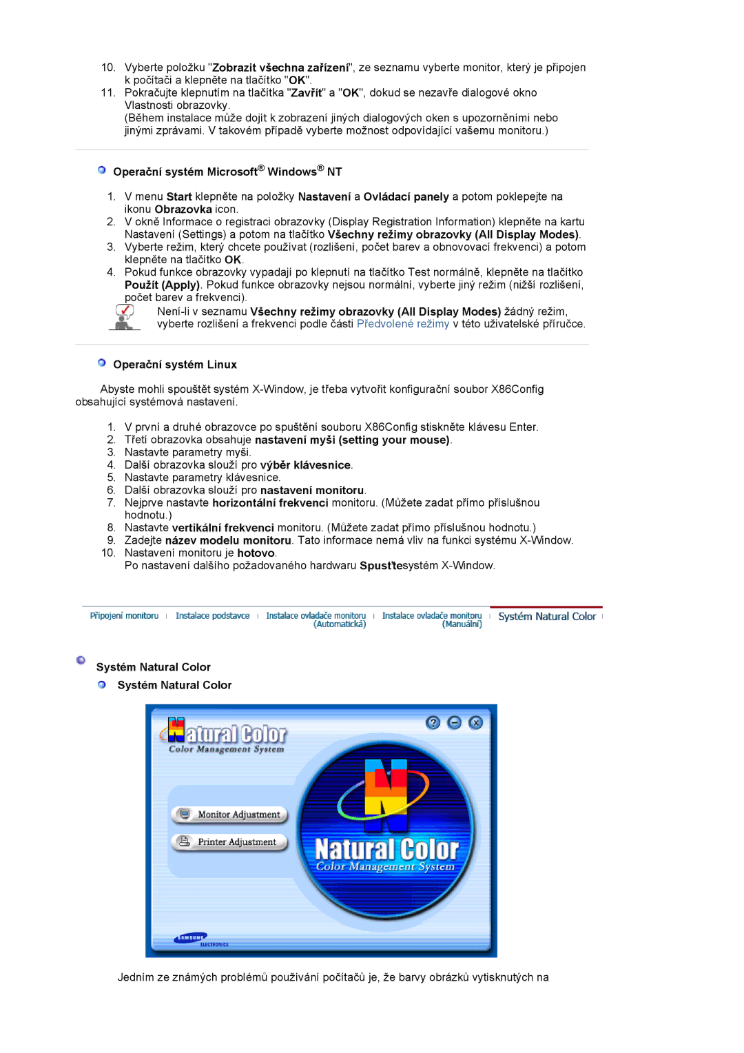 Samsung LS19HADKSE/EDC Operační systém Microsoft Windows NT, Třetí obrazovka obsahuje nastavení myši setting your mouse 