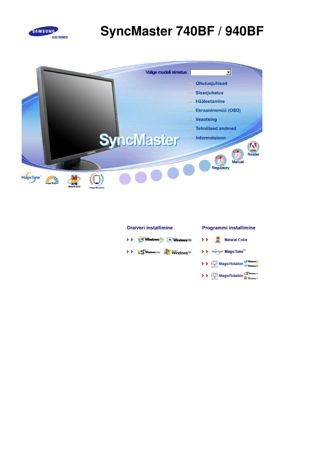 Samsung LS19HADKSE/EDC, LS19HADKSP/EDC, LS17HADKSX/EDC, LS17HADKSH/EDC manual SyncMaster 740BF / 940BF 