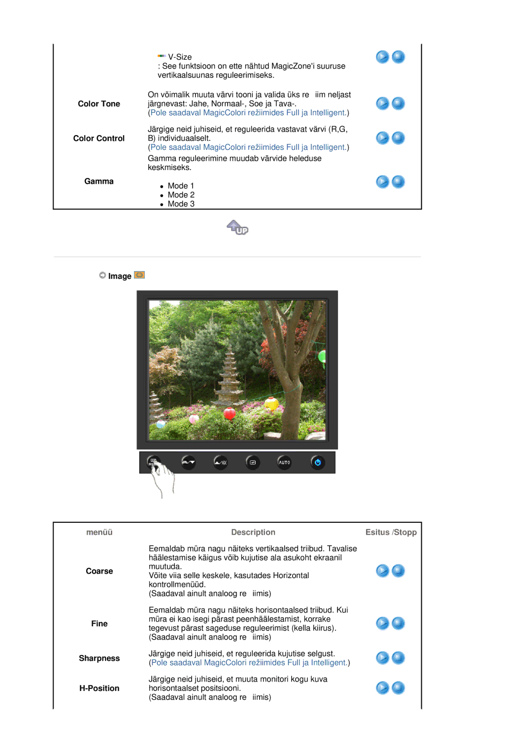 Samsung LS19HADKSE/EDC, LS19HADKSP/EDC manual Color Tone, Color Control, Gamma, Image, Coarse Fine Sharpness Position 