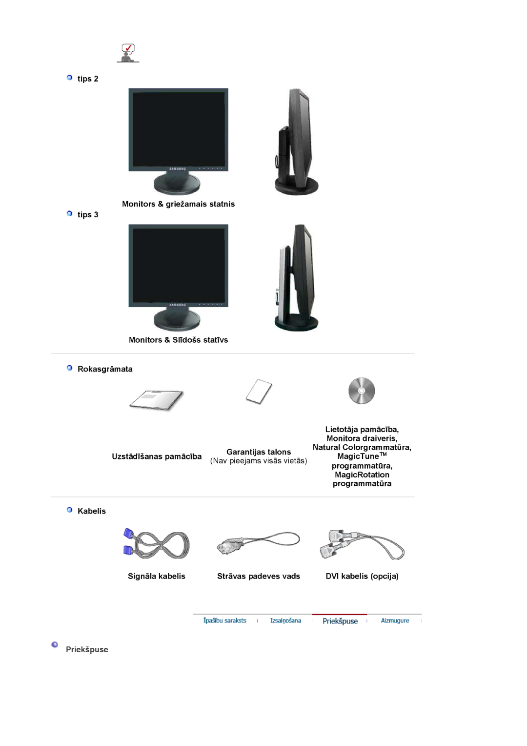 Samsung LS17HADKSH/EDC, LS19HADKSP/EDC, LS19HADKSE/EDC, LS17HADKSX/EDC manual MagicRotation, Priekšpuse 