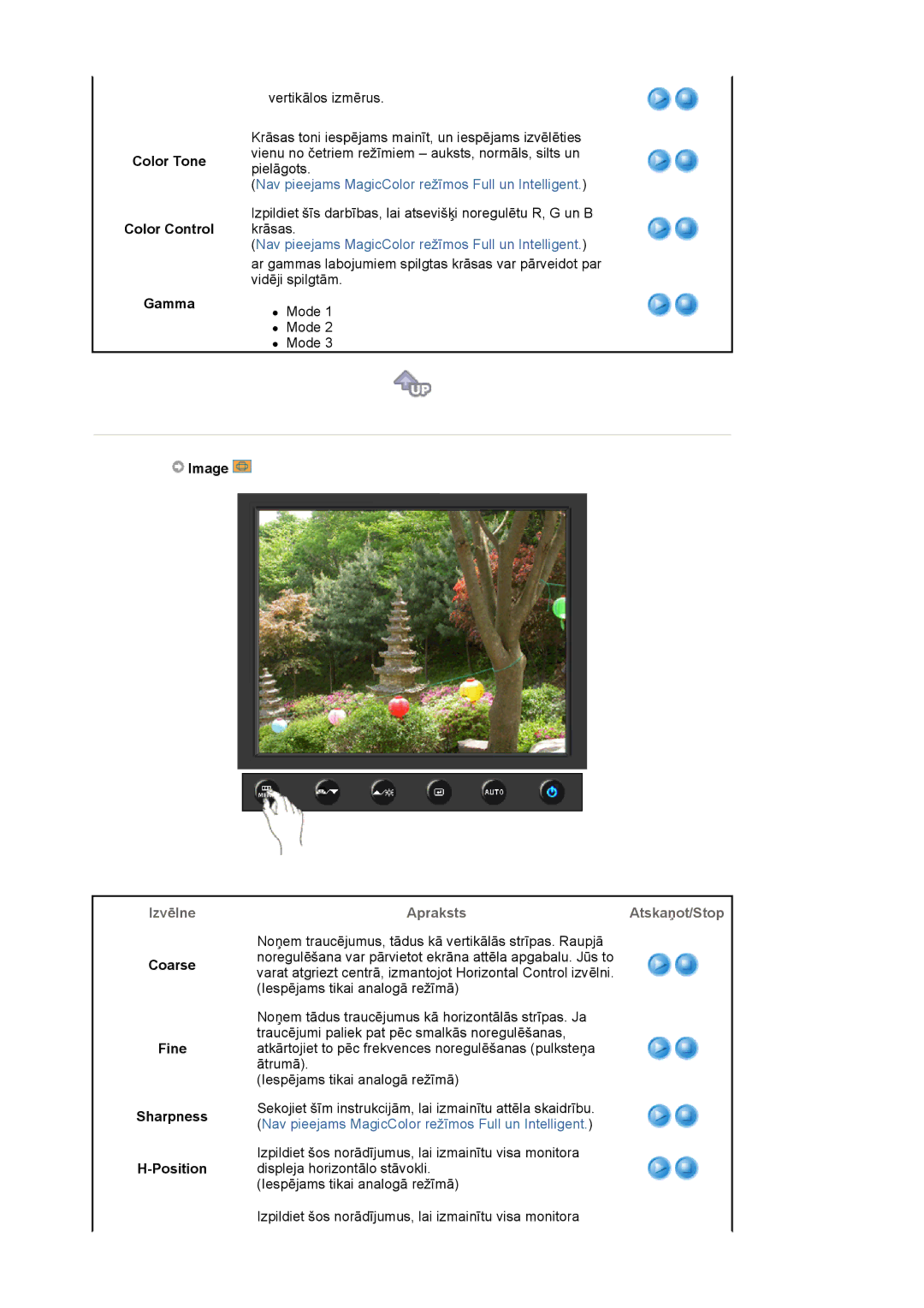 Samsung LS19HADKSE/EDC, LS19HADKSP/EDC manual Color Tone Color Control Gamma, Image, Coarse Fine Sharpness Position 