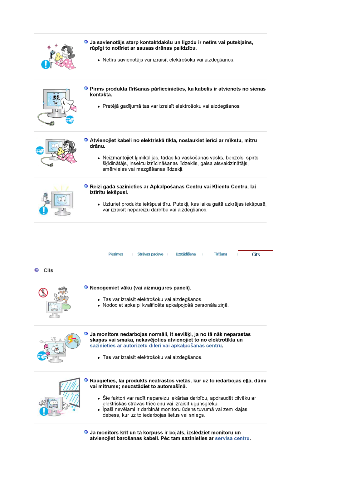 Samsung LS17HADKSX/EDC, LS19HADKSP/EDC, LS19HADKSE/EDC, LS17HADKSH/EDC manual Cits, Nenoņemiet vāku vai aizmugures paneli 