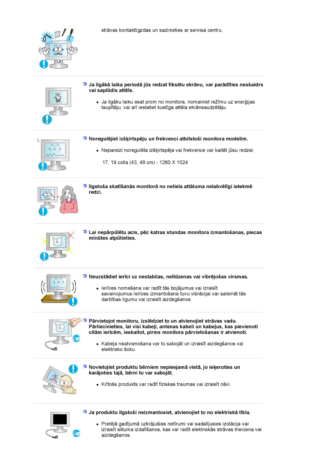 Samsung LS19HADKSP/EDC, LS19HADKSE/EDC, LS17HADKSX/EDC manual Strāvas kontaktligzdas un sazinieties ar servisa centru 