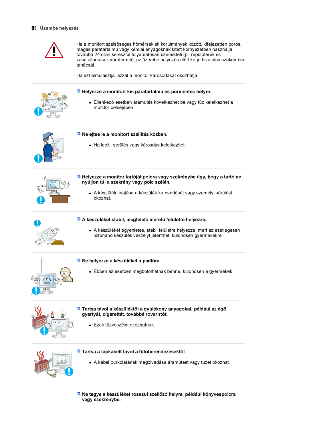 Samsung LS19HADKSP/EDC, LS19HADKSE/EDC, LS17HADKSX/EDC, LS17HADKSH/EDC manual Üzembe helyezés 