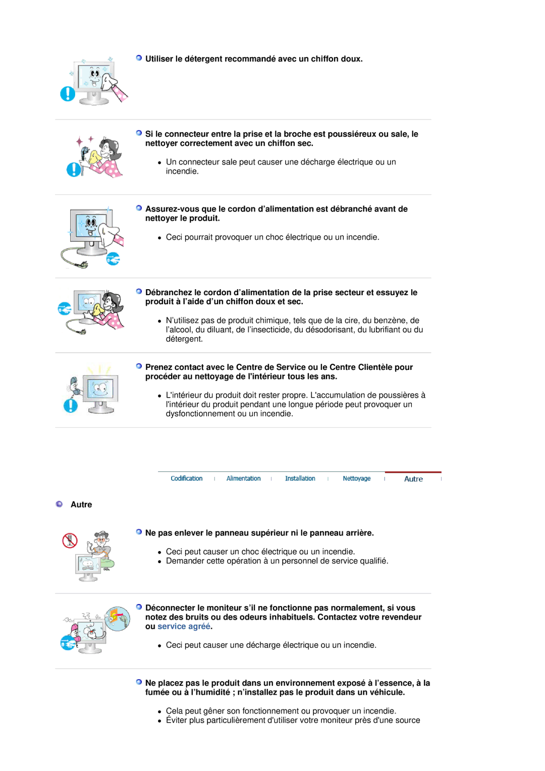 Samsung LS19HADKSE/EDC, LS19HADKSP/EDC, LS17HADKSX/EDC manual Ceci pourrait provoquer un choc électrique ou un incendie 