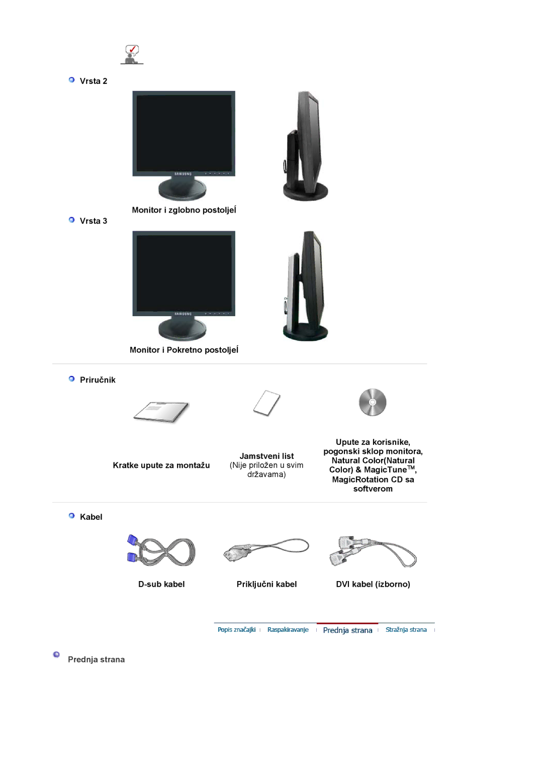 Samsung LS19HADKSE/EDC, LS19HADKSP/EDC, LS17HADKSX/EDC, LS19HADKS7/EDC, LS17HADKSH/EDC manual Prednja strana 