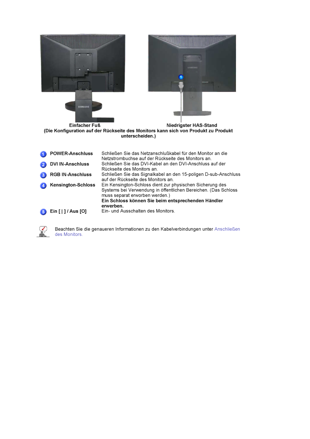 Samsung LS19HAKCSQ/EDC manual Ein Schloss können Sie beim entsprechenden Händler erwerben 