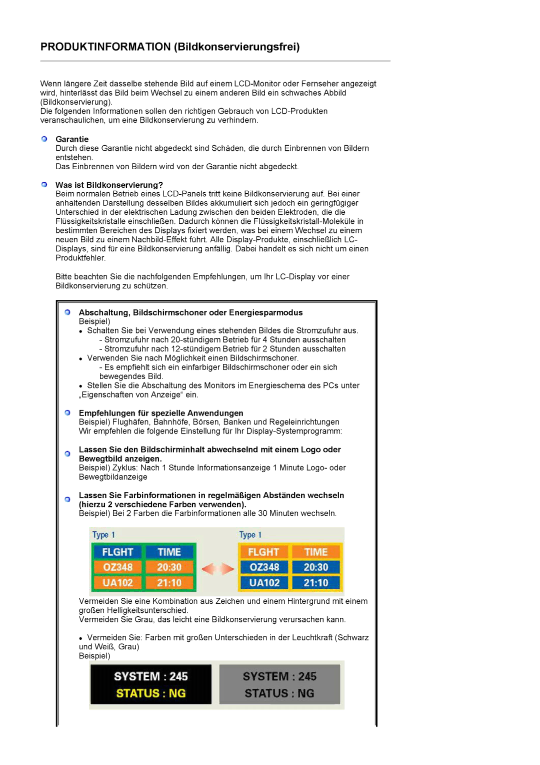 Samsung LS19HAKCSQ/EDC manual Garantie, Was ist Bildkonservierung?, Abschaltung, Bildschirmschoner oder Energiesparmodus 