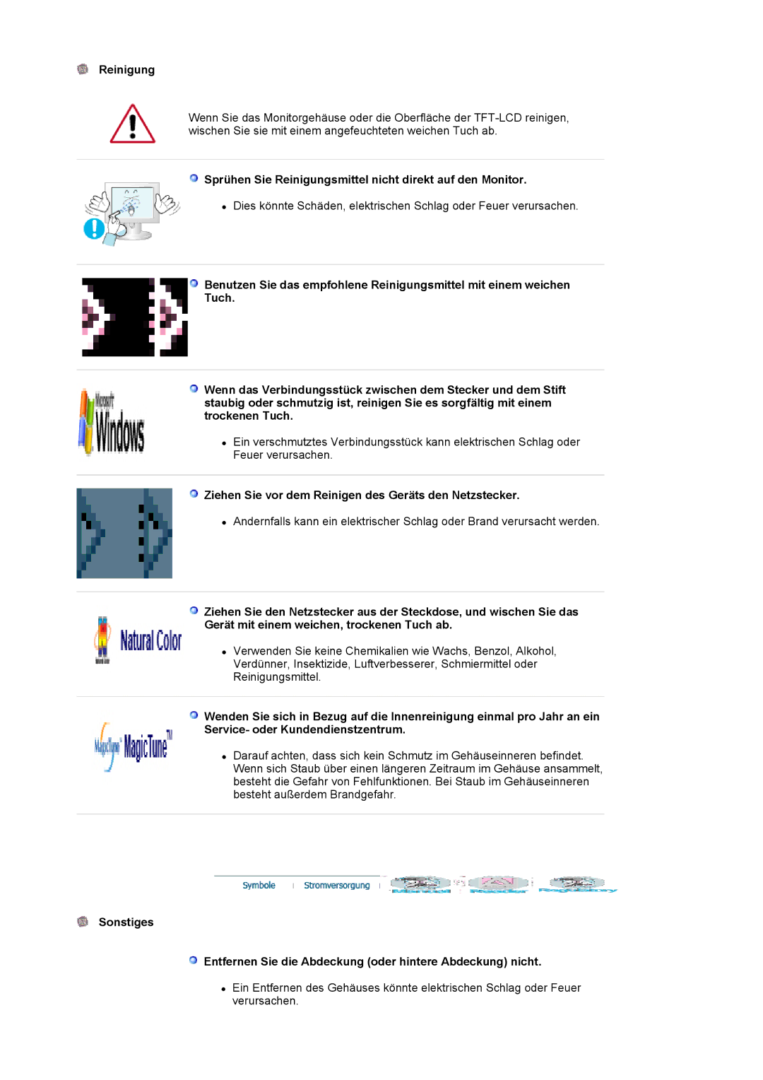 Samsung LS19HAKCSQ/EDC manual Sprühen Sie Reinigungsmittel nicht direkt auf den Monitor 