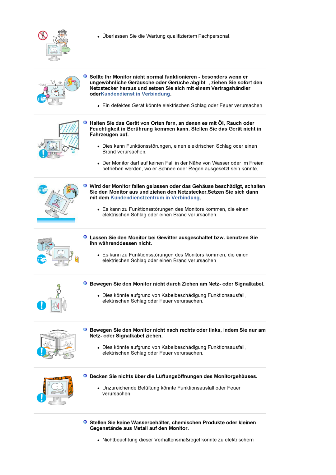 Samsung LS19HAKCSQ/EDC manual Überlassen Sie die Wartung qualifiziertem Fachpersonal 