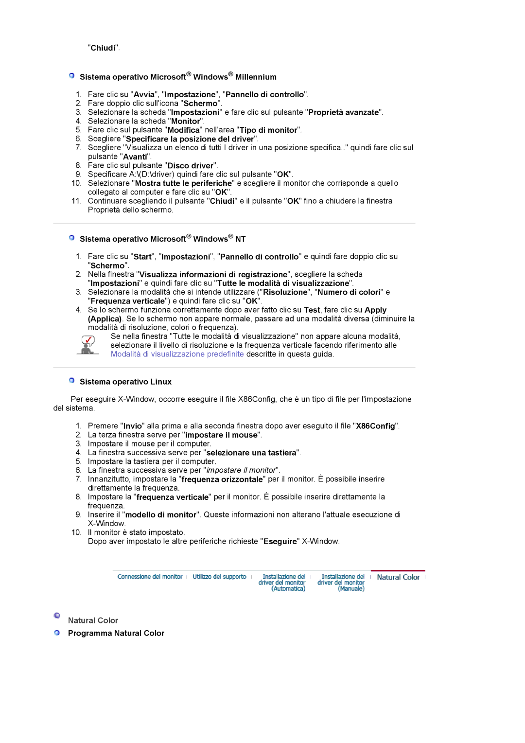 Samsung LS19HAKCSQ/EDC manual Scegliere Specificare la posizione del driver, Sistema operativo Microsoft Windows NT 