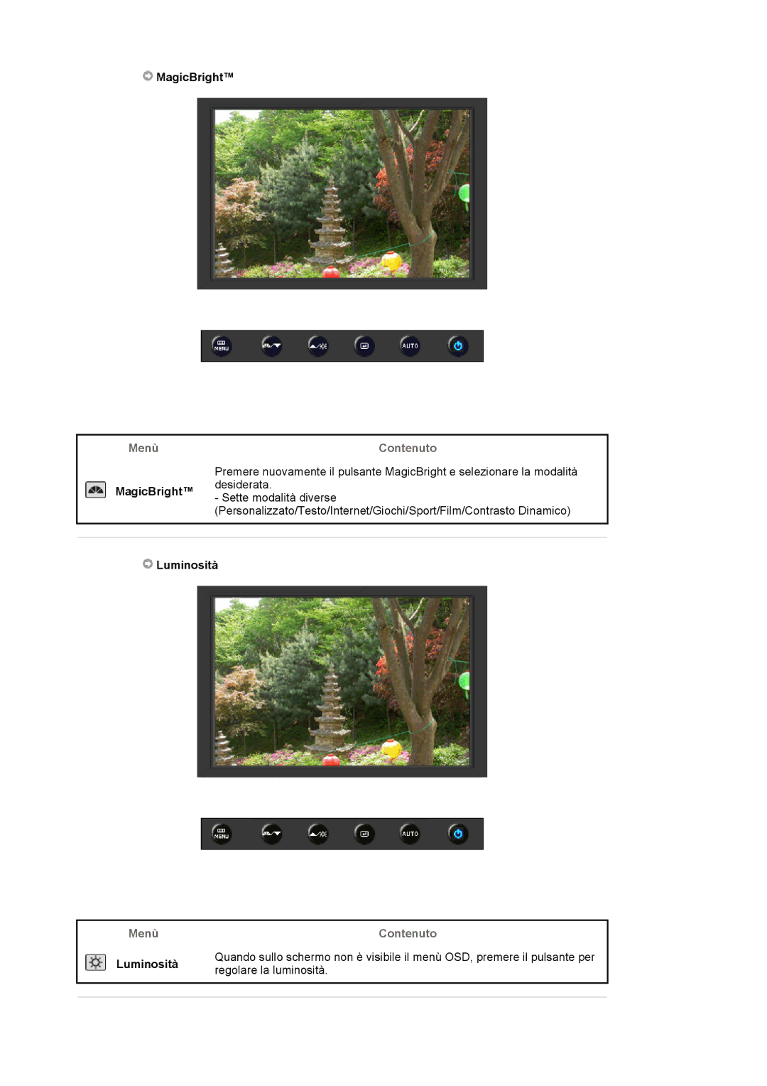 Samsung LS19HAKCSQ/EDC manual Menù Contenuto Luminosità, Regolare la luminosità 