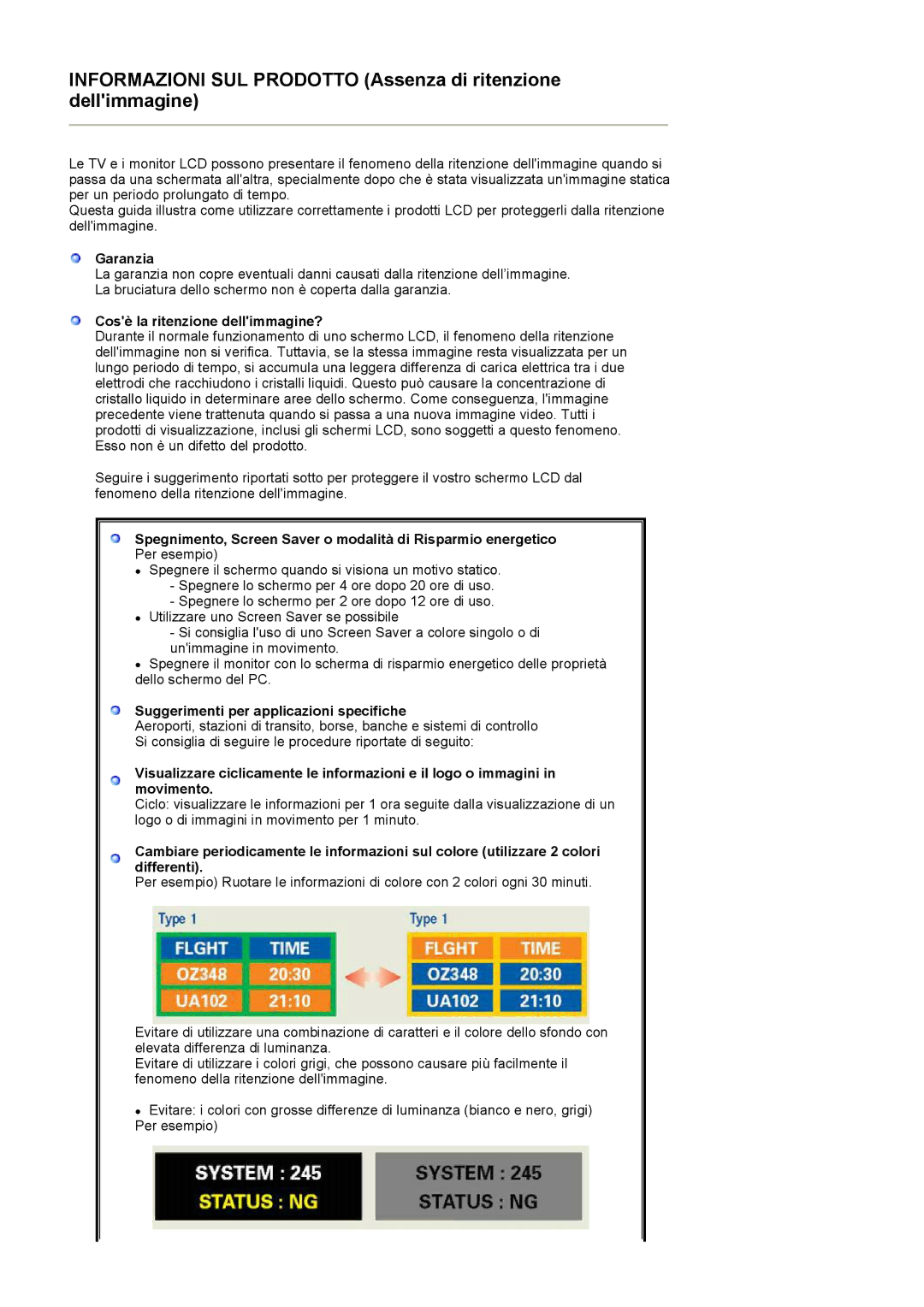 Samsung LS19HAKCSQ/EDC manual Garanzia, Cosè la ritenzione dellimmagine?, Suggerimenti per applicazioni specifiche 